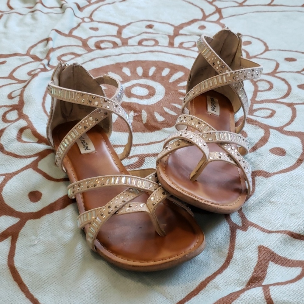 Not Rated Tan Sequin Sandals from Modcloth